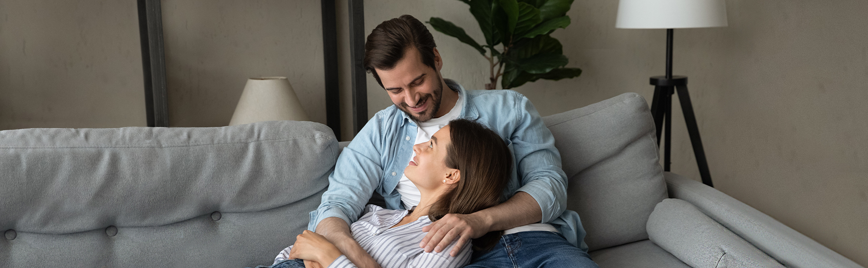 Happy couple reconnecting after counseling